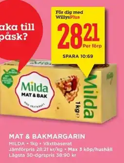 Willys MILDA Mat & bakmargarin erbjuda