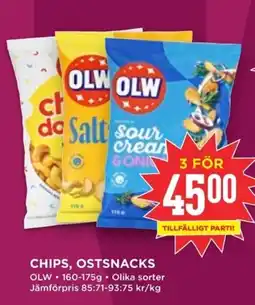 Willys OLW Chips, ostsnacks erbjuda