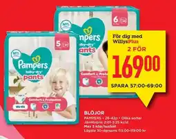 Willys PAMPERS Blöjor erbjuda