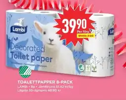 Willys LAMBI Toalettpapper 8-pack erbjuda