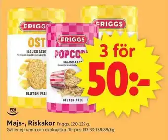 ICA Supermarket FRIGGS Majs-, Riskakor erbjuda