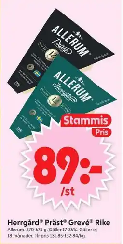 ICA Supermarket ALLERUM HerrgårdⓇ PrästⓇ Grevé® Rike erbjuda