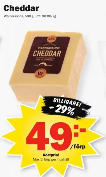 Pekås Wernerssons Cheddar erbjuda