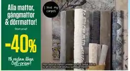 ÖoB Alla mattor, gångmattor & dörrmattor! erbjuda