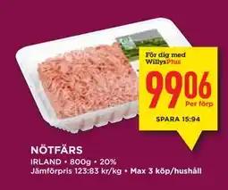 Willys Hemma NÖTFÄRS, Medlemspris erbjuda