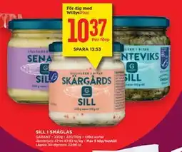 Willys Hemma SILL I SMÅGLAS, Medlemspris erbjuda