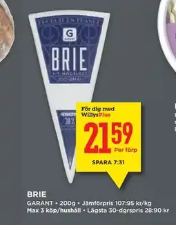 Willys BRIE, Medlemspris erbjuda