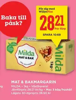 Willys MAT & BAKMARGARIN, Medlemspris erbjuda