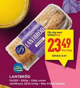 Willys LANTBRÖD, Medlemspris erbjuda