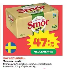 Coop Daglivs Svenskt smör, Medlemspris erbjuda