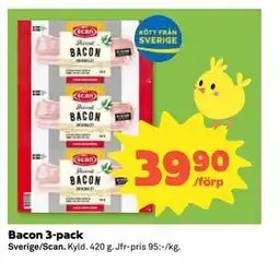 Coop Daglivs Bacon 3-pack erbjuda