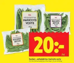 ICA Kvantum Socker-, salladsärtor, haricots verts erbjuda