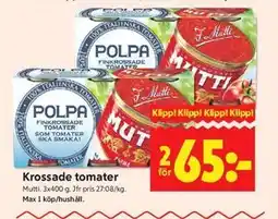 ICA Kvantum Krossade tomater erbjuda