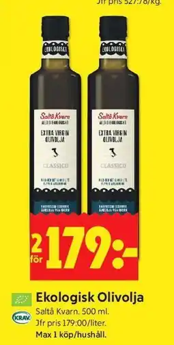 ICA Kvantum Ekologisk Olivolja erbjuda