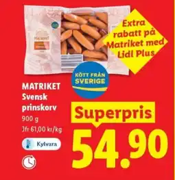 Lidl MATRIKET Svensk prinskorv erbjuda