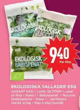 Willys EKOLIGISKA SALLADER 65G erbjuda