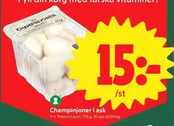 ICA Supermarket CHAMPINJONER I ASK erbjuda