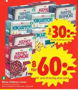 ICA Supermarket Bönor/Kikärtor/Linser erbjuda