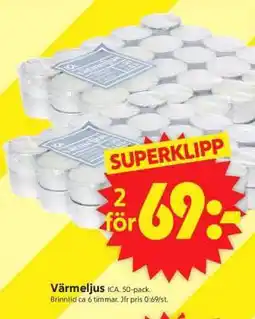 ICA Supermarket Värmeljus ICA 50-pack erbjuda