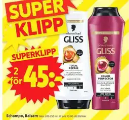 ICA Supermarket Schampo, Balsam Gliss erbjuda