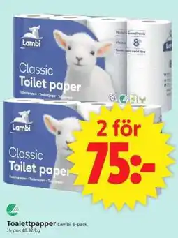 ICA Supermarket Toalettpapper Lambi 8-pack erbjuda