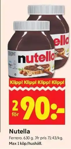 ICA Supermarket Nutella erbjuda
