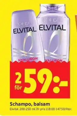 ICA Supermarket ELVITAL SCHAMPO, BALSAM erbjuda