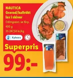 Lidl NAUTICA Gravad/kallrökt lax i skivor erbjuda