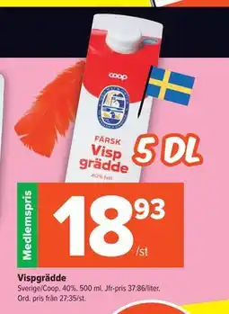 Coop Extra Vispgrädde, Medlemspris erbjuda