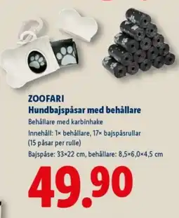 Lidl ZOOFARI Hundbajspåsar med behållare erbjuda