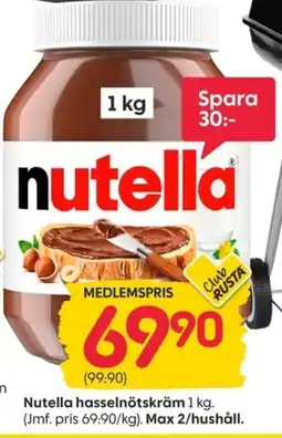 Rusta Nutella hasselnötskräm erbjuda