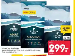 Rusta PrimaDog torrfoder, hund erbjuda