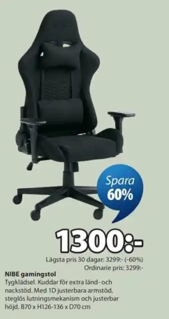 JYSK NIBE gamingstol erbjuda