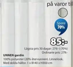 JYSK UNNEN gardin erbjuda