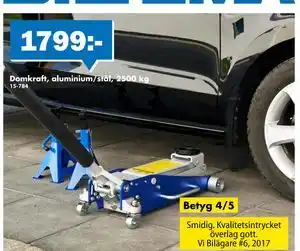 Domkraft, aluminium/stål, 2500 kg