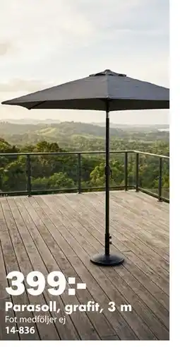 Biltema Parasoll, grafit, 3 m erbjuda