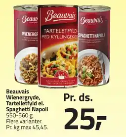 Fleggaard BEAUVAIS Wienergryde, tartelletfyld el. spaghetti napoli erbjuda