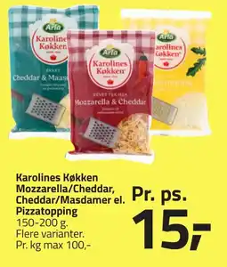 Fleggaard Karolines køkken mozzarella & cheddar cheddar/masdamer el. pizzatopping erbjuda
