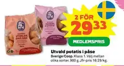 Stora Coop Utvald potatis i påse, Medlemspris erbjuda