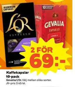 Coop Forum Gevalia/L'Or Kaffekapslar 10-pack erbjuda