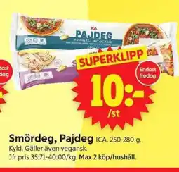 ICA Supermarket Smördeg, Pajdeg erbjuda