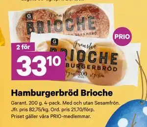 City Gross Hamburgerbröd Brioche, Pris i appen erbjuda