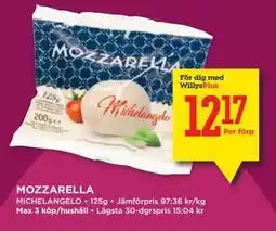 Willys MOZZARELLA, Medlemspris erbjuda