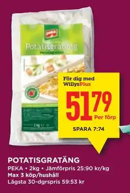 Willys POTATISGRATÄNG, Medlemspris erbjuda