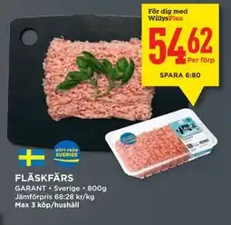 Willys FLÄSKFÄRS, Medlemspris erbjuda