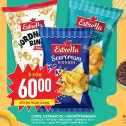 Willys CHIPS, OSTSNACKS, JORDNÖTSRINGAR erbjuda