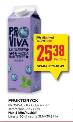 Willys FRUKTDRYCK, Medlemspris erbjuda