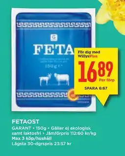 Willys Hemma FETAOST, Medlemspris erbjuda