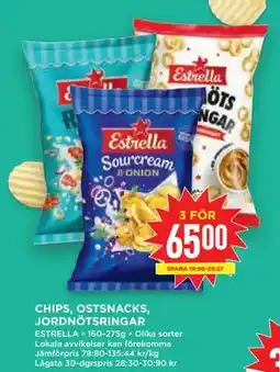 Willys Hemma CHIPS, OSTSNACKS, JORDNÖTSRINGAR erbjuda