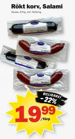 Pekås Rökt korv, Salami erbjuda